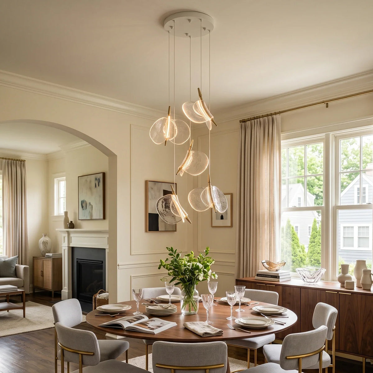 Lunelle Textured Glass Pendant Chandelier – Glass detail 2