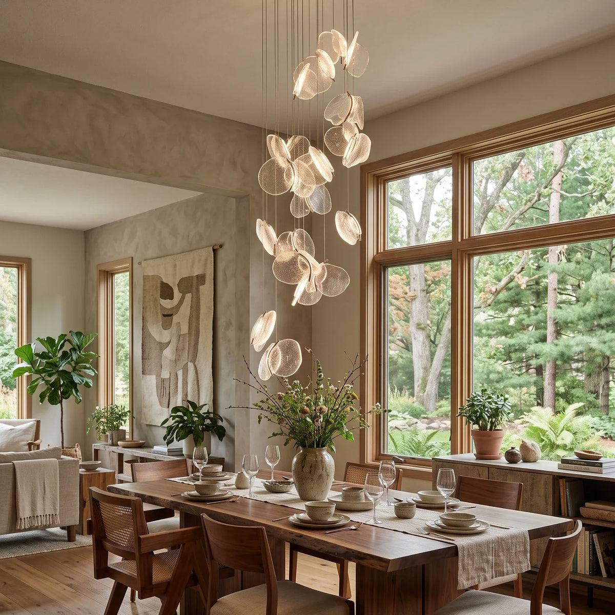 Lunelle Textured Glass Pendant Chandelier – Glass detail 8