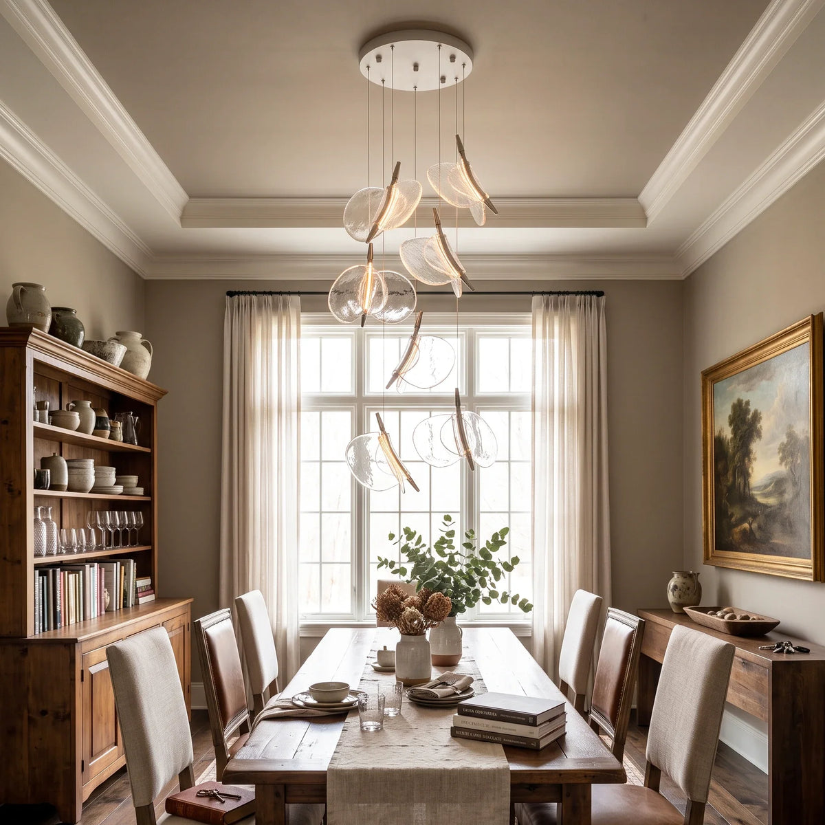 Lunelle Textured Glass Pendant Chandelier – Glass detail 7