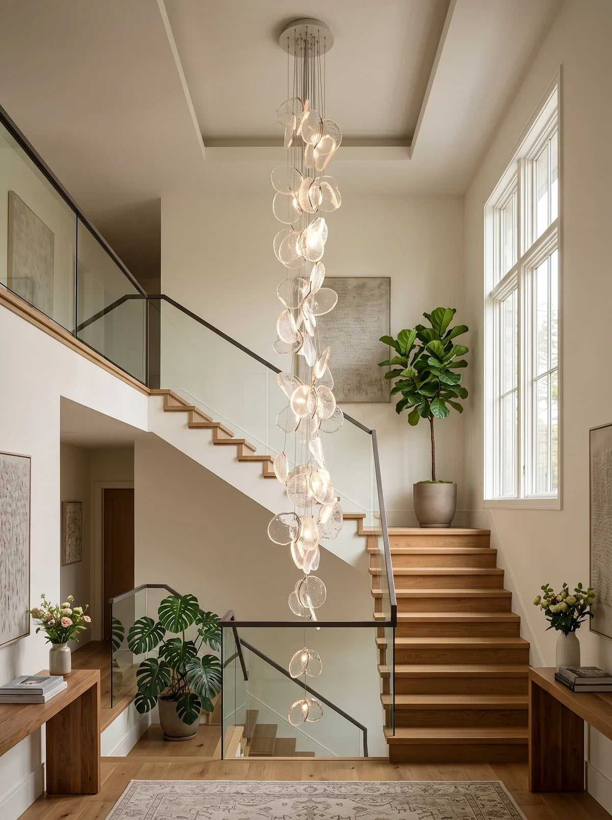 Lunelle Textured Glass Pendant Chandelier – Glass detail 9
