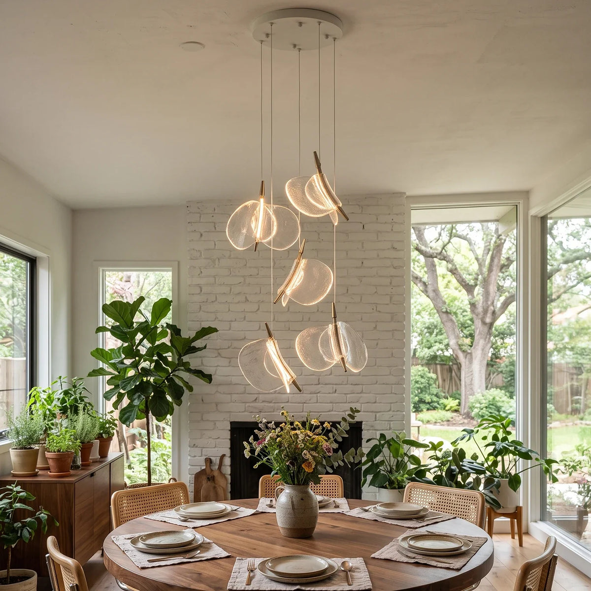 Lunelle Textured Glass Pendant Chandelier – Glass detail 4