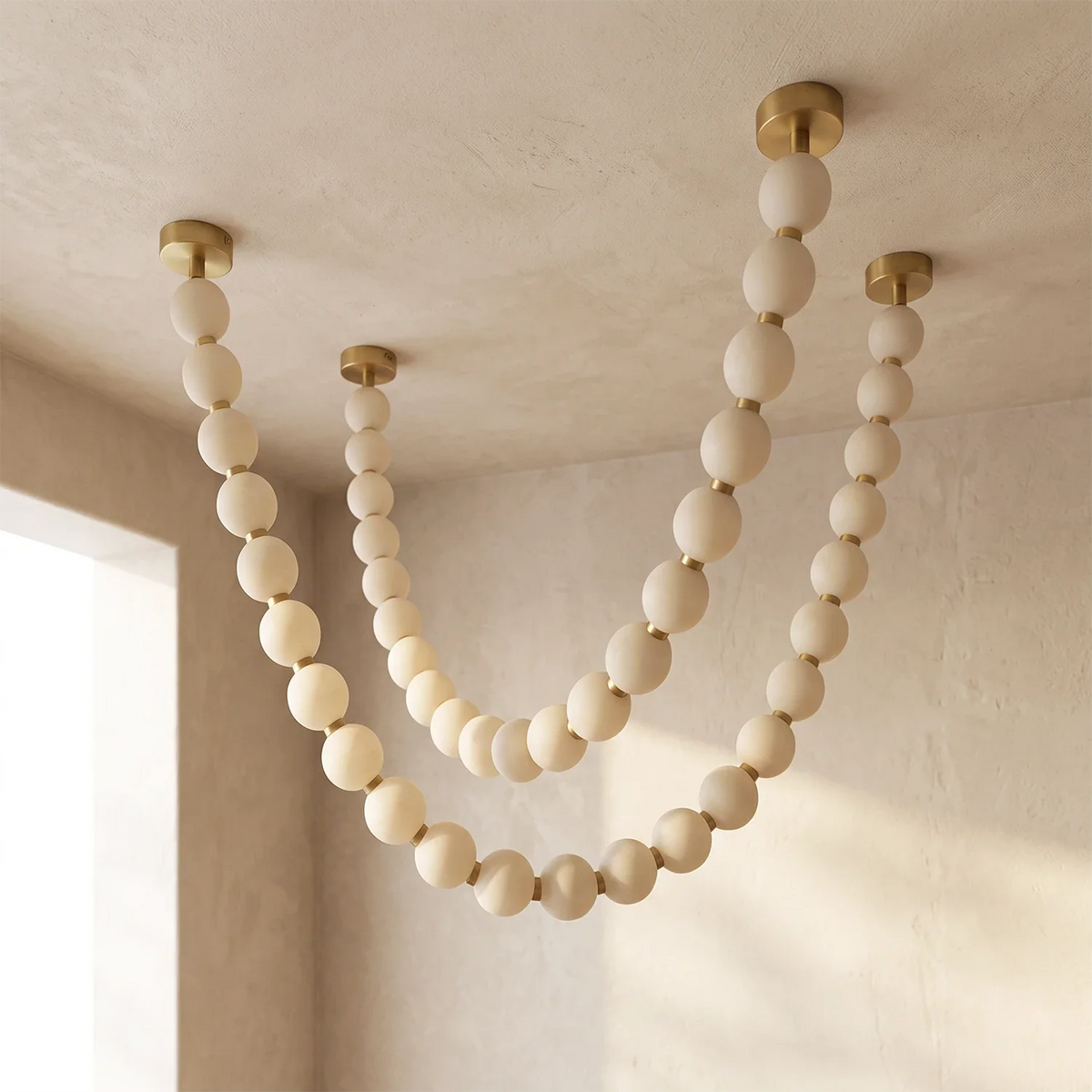 Luxurious Pearl Necklace Brass Chandelier – Brass detail 56