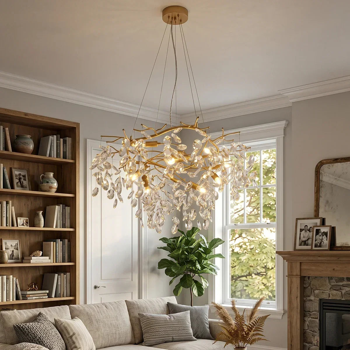Crystal Teardrop Brass Chandelier – Crystal detail 7