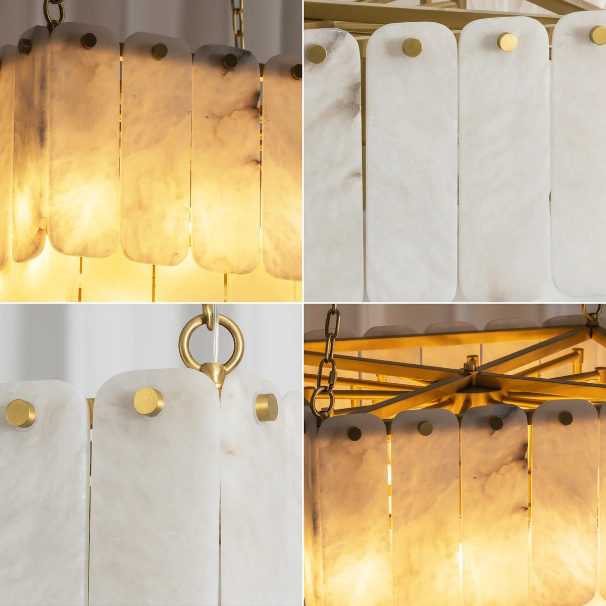 Maren Tiered Alabaster Tile Chandelier – Alabaster detail 15