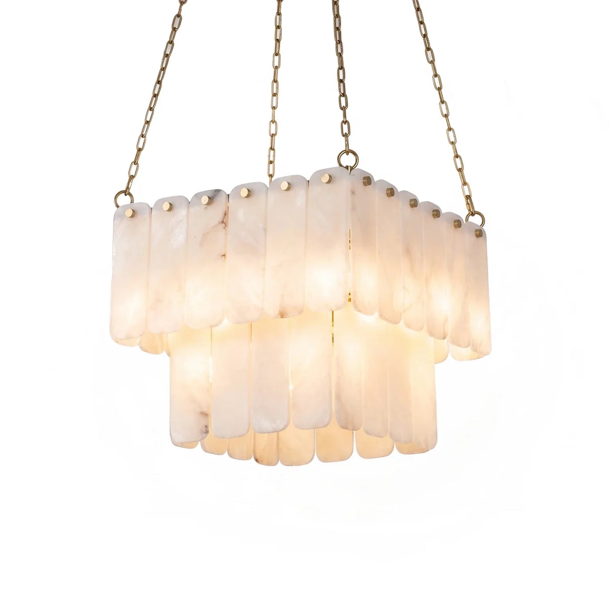 Maren Tiered Alabaster Tile Chandelier – Alabaster detail 25