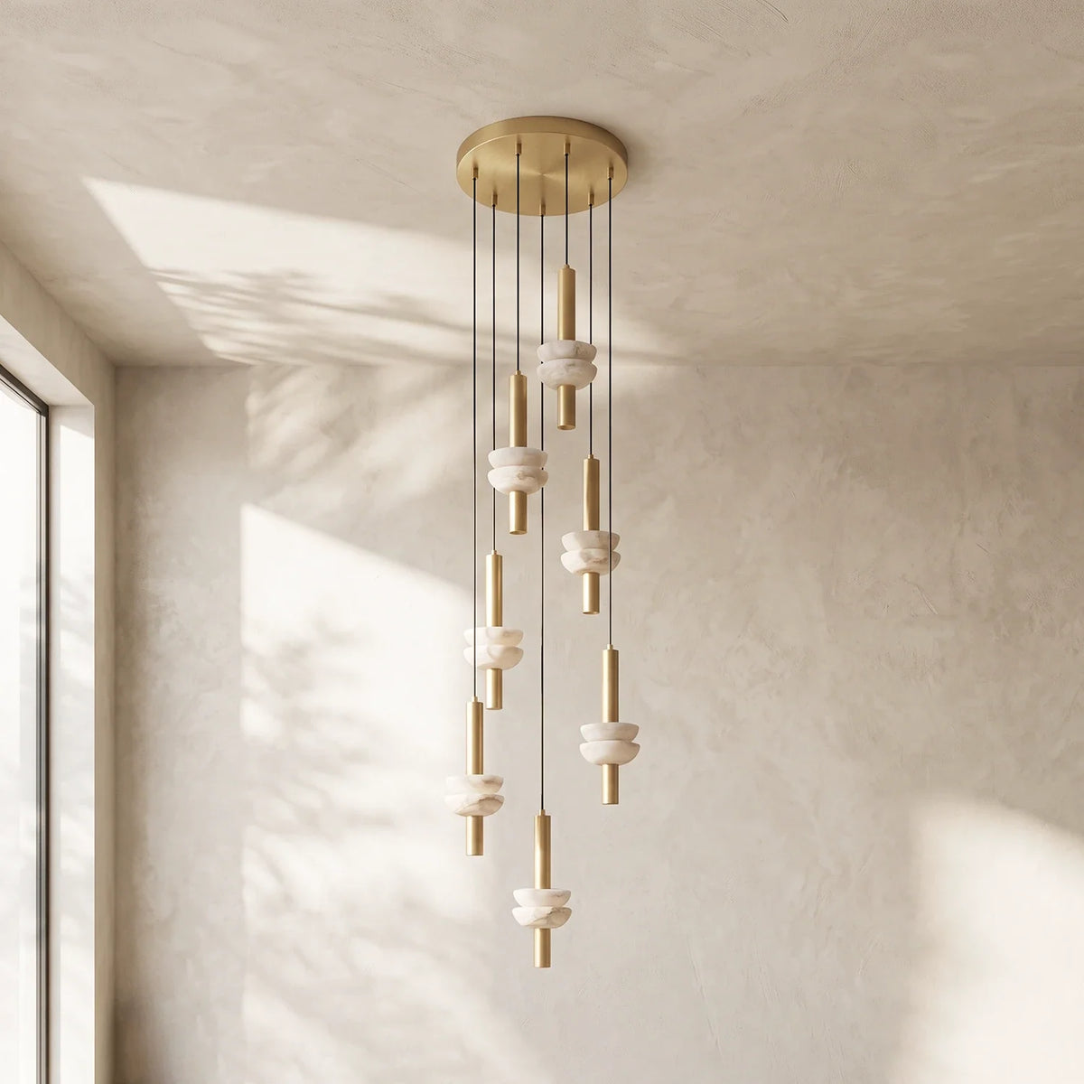 Marlen Stacked Stone Alabaster Chandelier – Alabaster detail 10