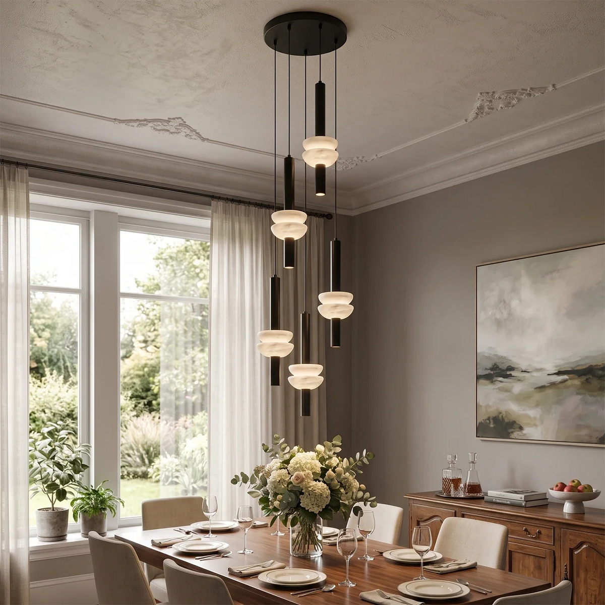 Marlen Stacked Stone Alabaster Chandelier – Alabaster detail 4