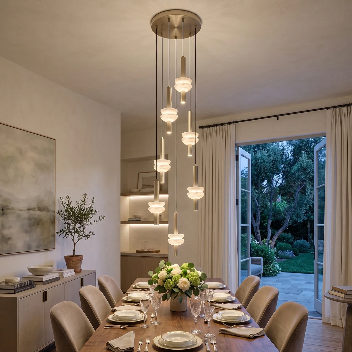 Marlen Stacked Stone Alabaster Chandelier – Alabaster detail 2