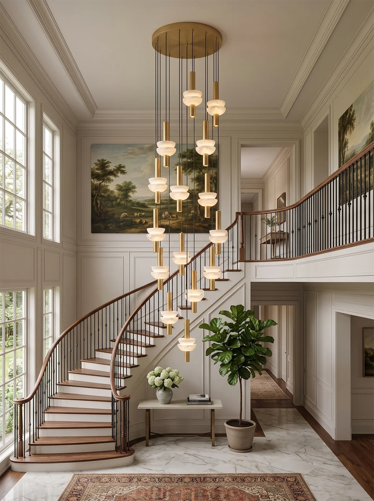 Marlen Stacked Stone Alabaster Chandelier – Alabaster detail 8