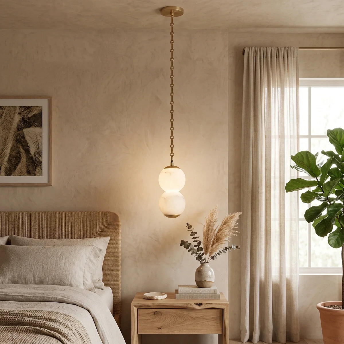 Marlowe Stacked Alabaster Chain Chandelier – Alabaster detail 7