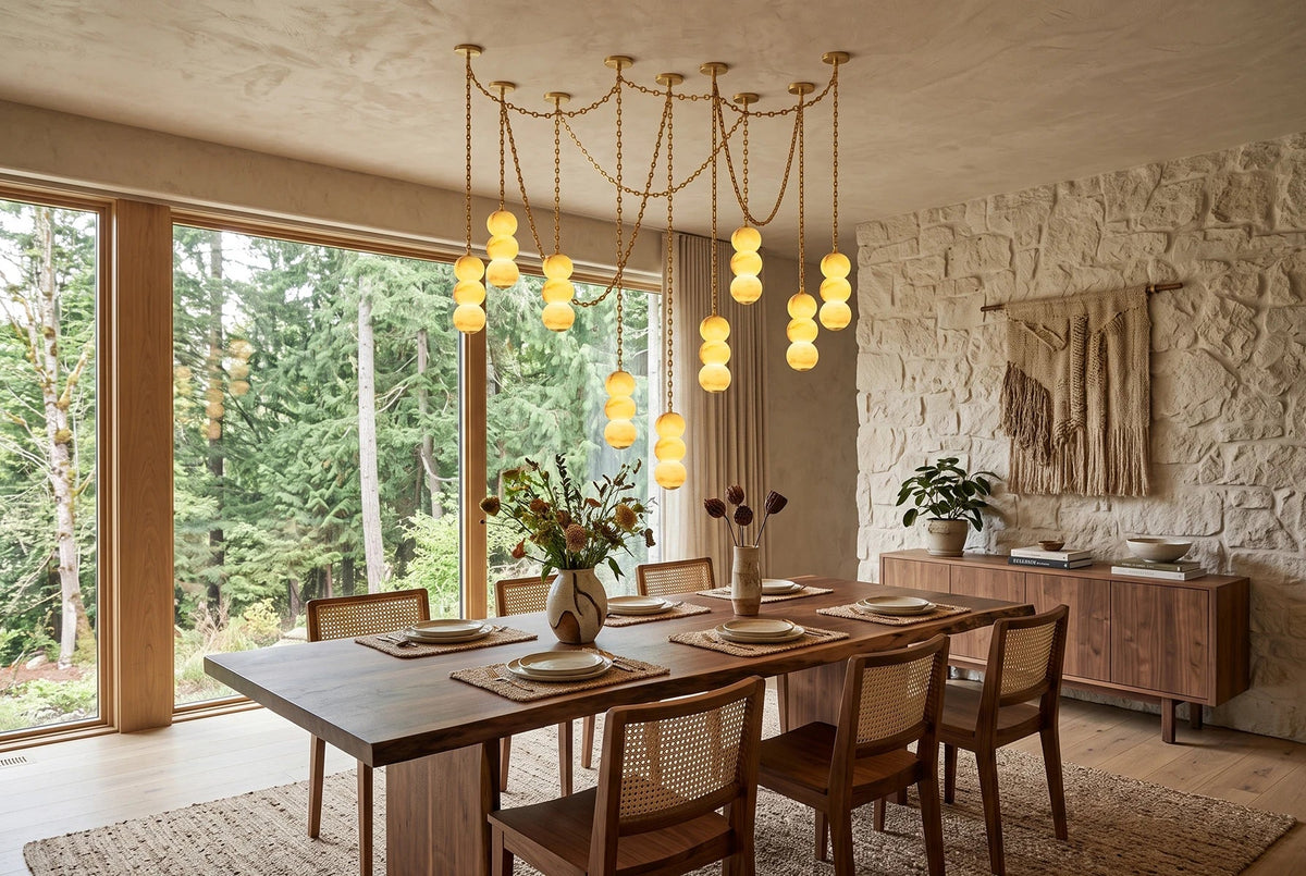 Marlowe Stacked Alabaster Chain Chandelier – Alabaster detail 3