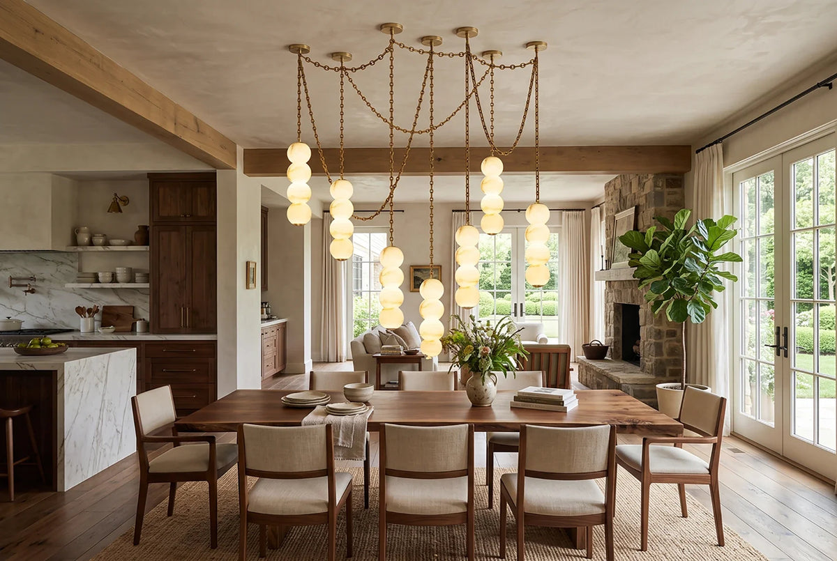 Marlowe Stacked Alabaster Chain Chandelier – Alabaster detail 6