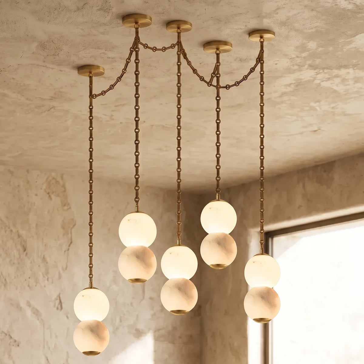 Marlowe Stacked Alabaster Chain Chandelier – Alabaster detail 27