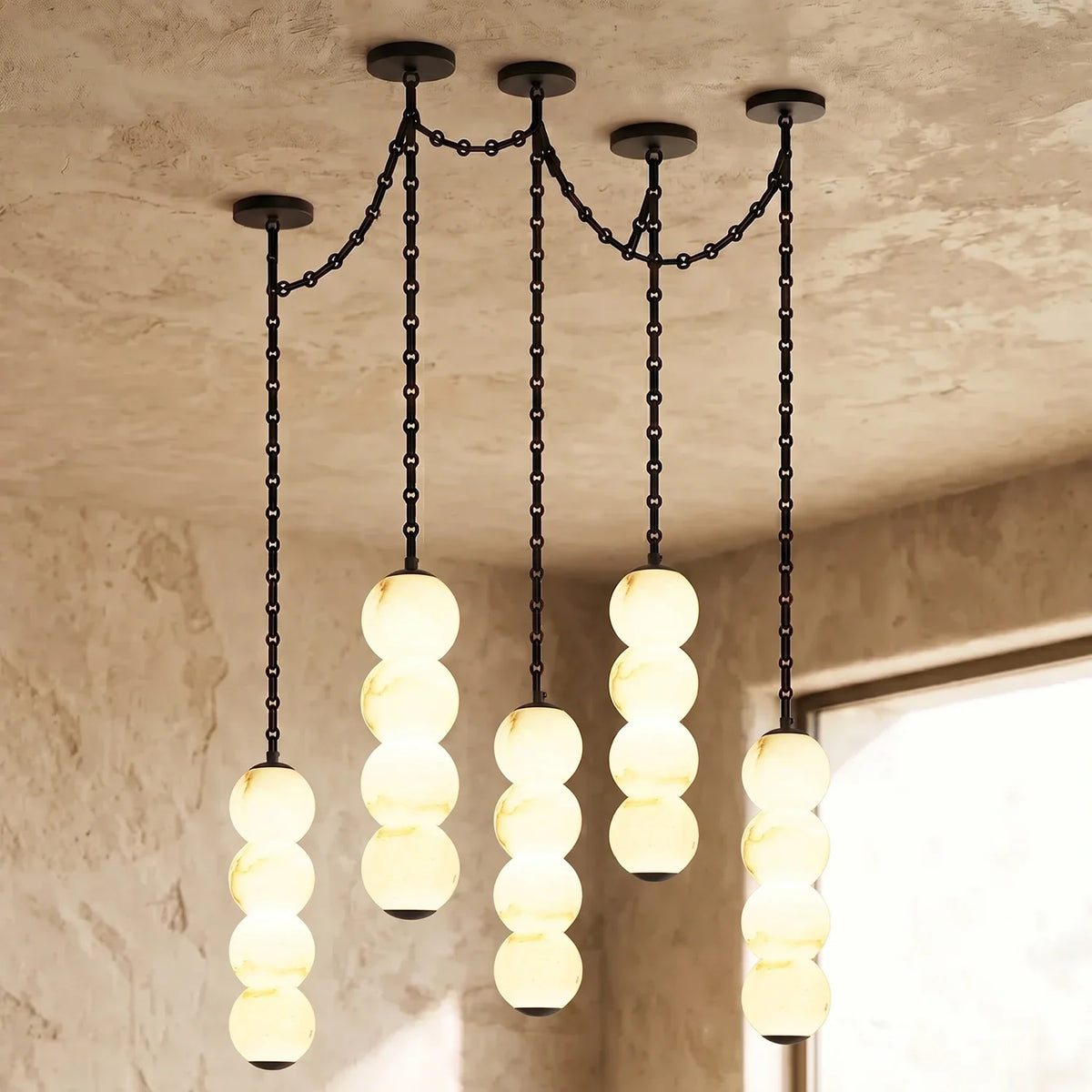 Marlowe Stacked Alabaster Chain Chandelier – Alabaster detail 54