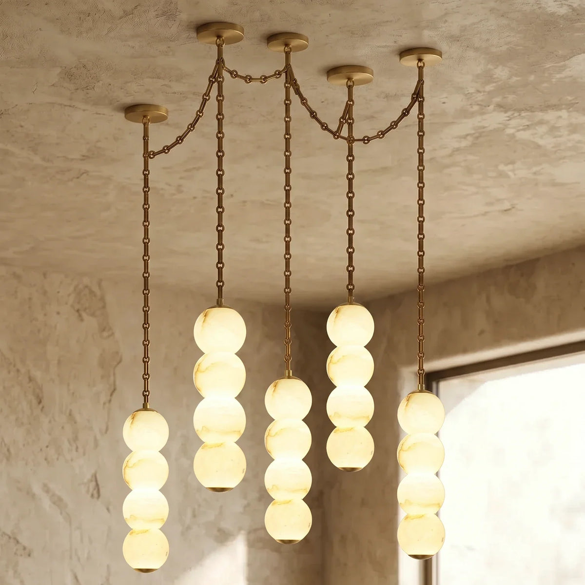 Marlowe Stacked Alabaster Chain Chandelier – Alabaster detail 29