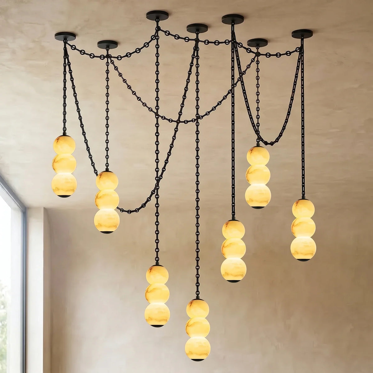 Marlowe Stacked Alabaster Chain Chandelier – Alabaster detail 58