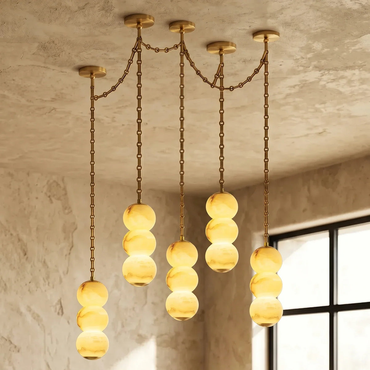 Marlowe Stacked Alabaster Chain Chandelier – Alabaster detail 28