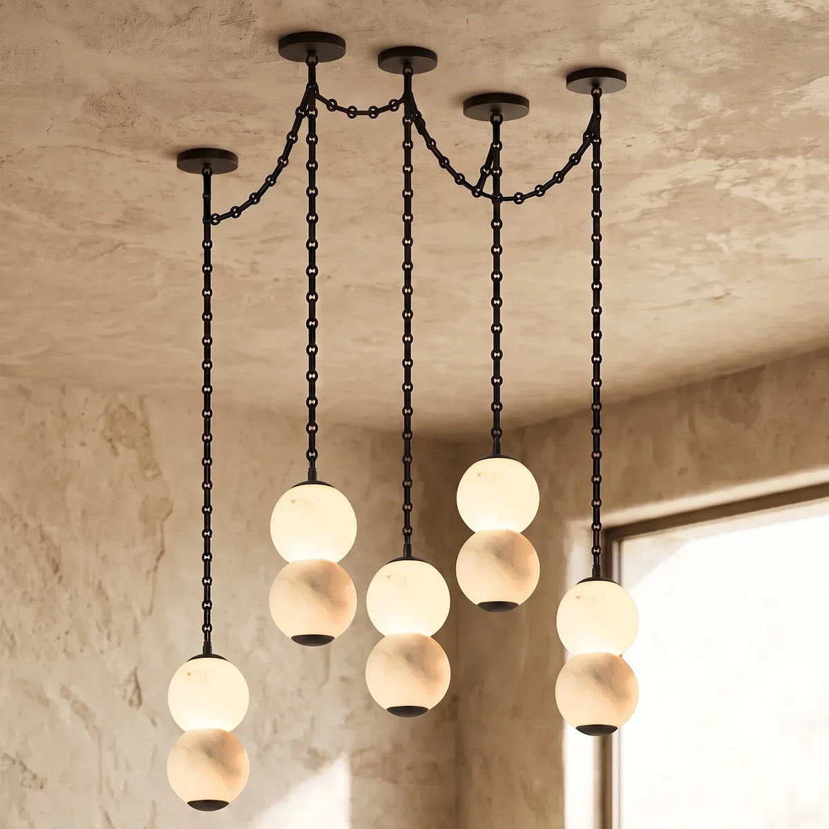 Marlowe Stacked Alabaster Chain Chandelier – Alabaster detail 53