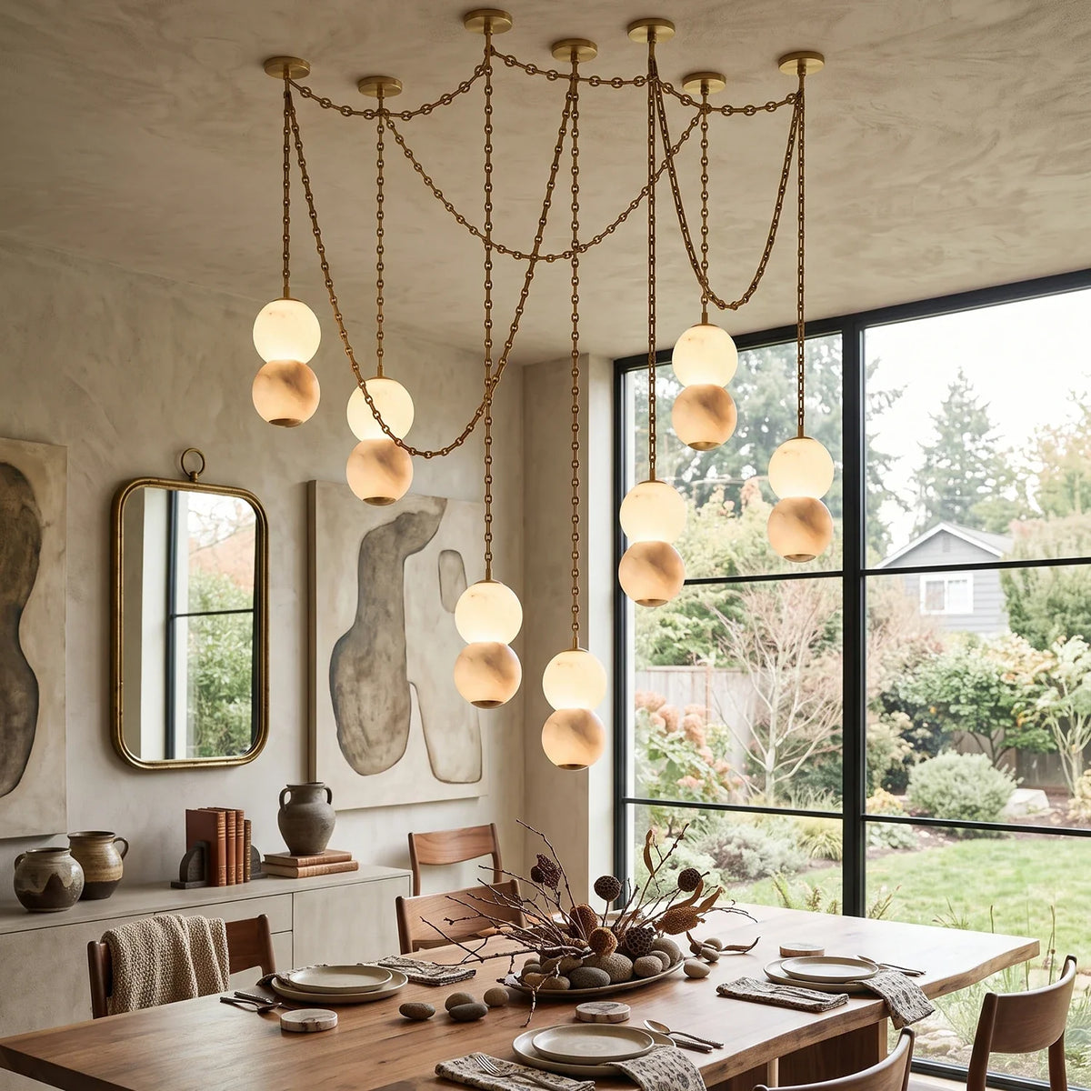 Marlowe Stacked Alabaster Chain Chandelier – Alabaster detail 9