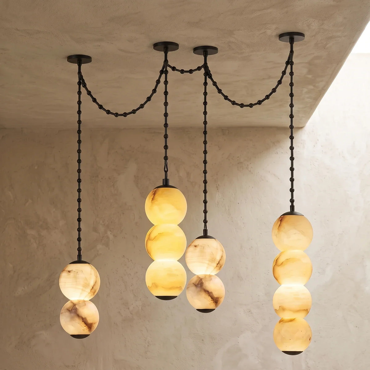 Marlowe Stacked Alabaster Chain Chandelier – Alabaster detail 62