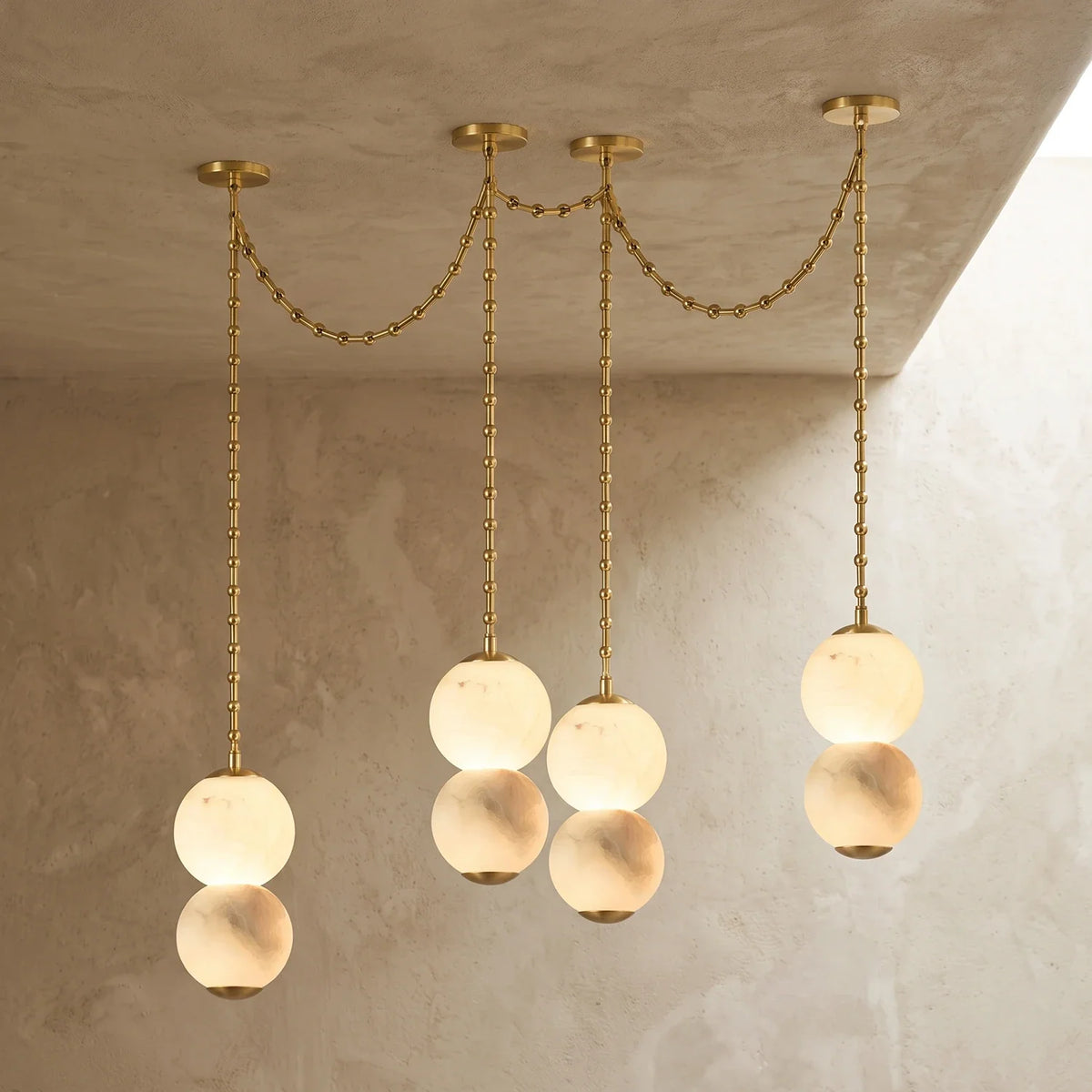 Marlowe Stacked Alabaster Chain Chandelier – Alabaster detail 24