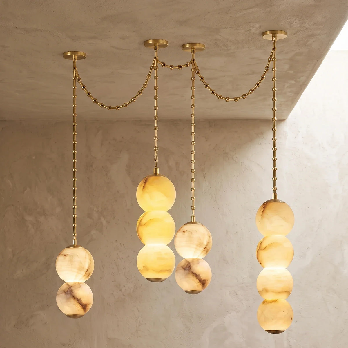 Marlowe Stacked Alabaster Chain Chandelier – Alabaster detail 36
