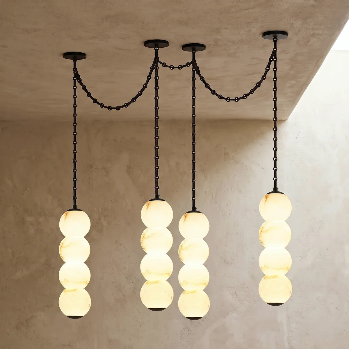 Marlowe Stacked Alabaster Chain Chandelier – Alabaster detail 52
