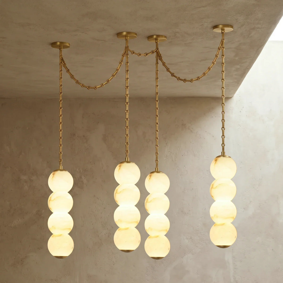 Marlowe Stacked Alabaster Chain Chandelier – Alabaster detail 25