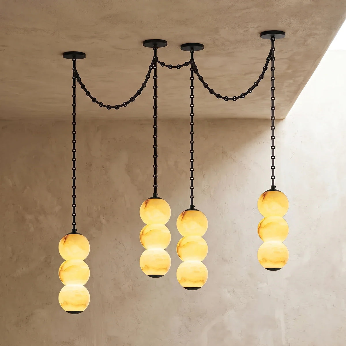 Marlowe Stacked Alabaster Chain Chandelier – Alabaster detail 51