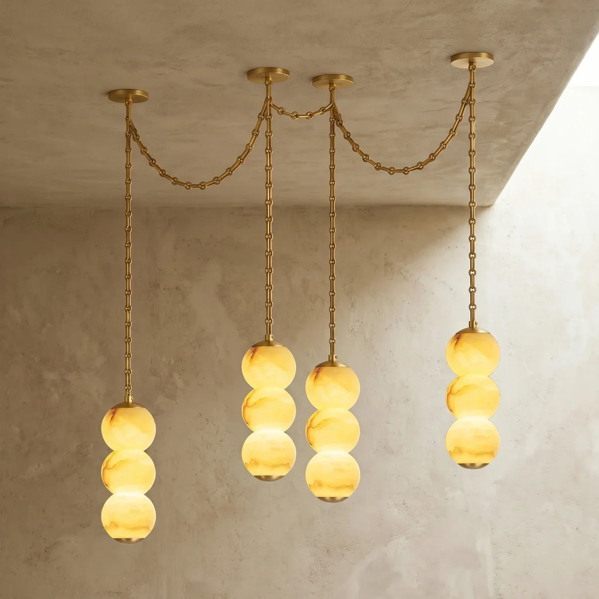 Marlowe Stacked Alabaster Chain Chandelier – Alabaster detail 26