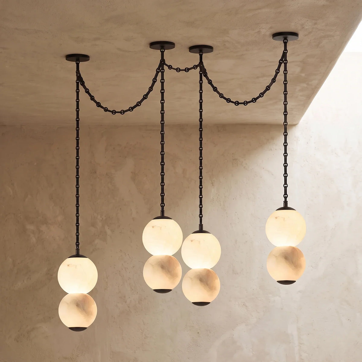 Marlowe Stacked Alabaster Chain Chandelier – Alabaster detail 50