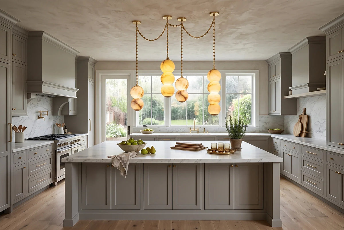 Marlowe Stacked Alabaster Chain Chandelier – Alabaster detail 5