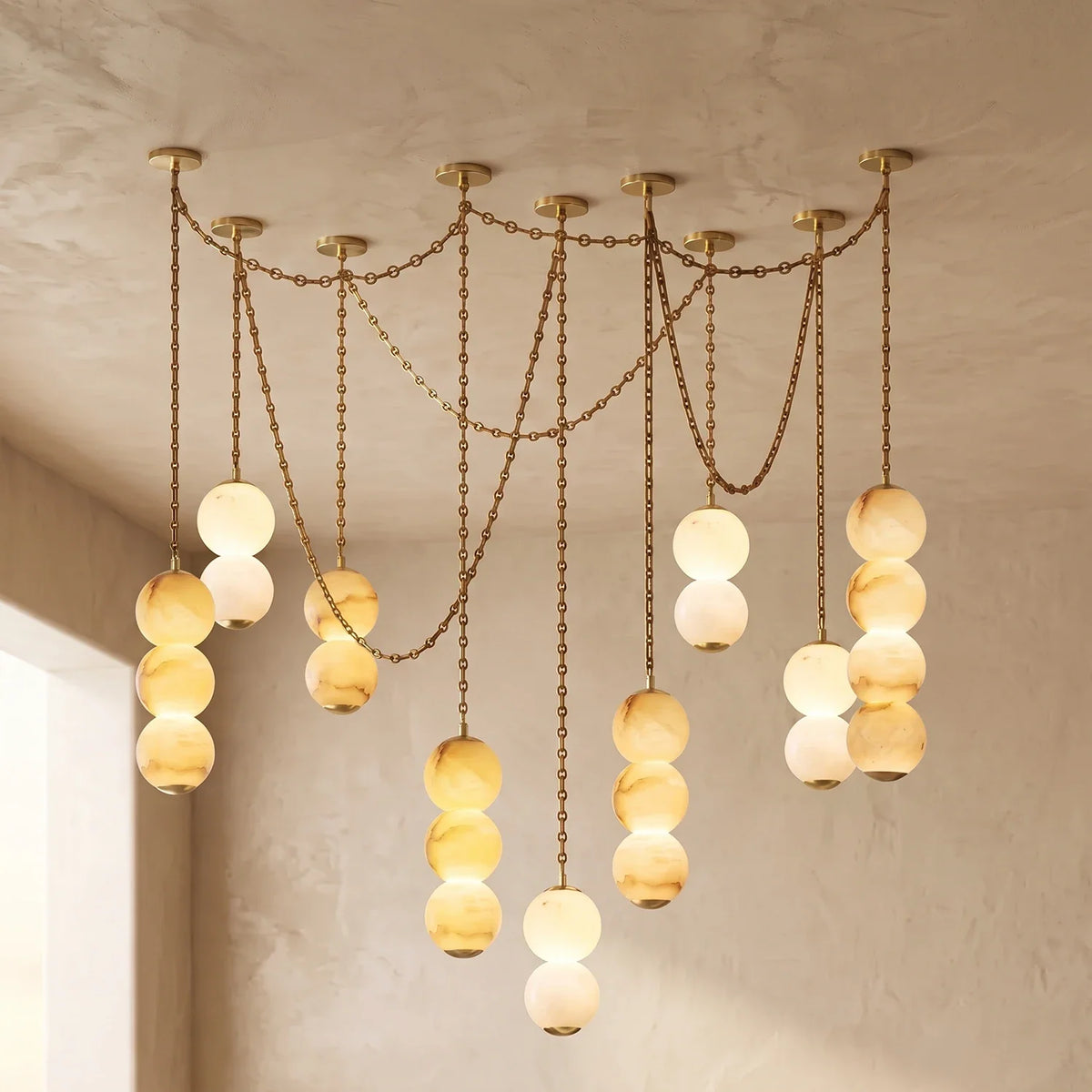 Marlowe Stacked Alabaster Chain Chandelier – Alabaster detail 37