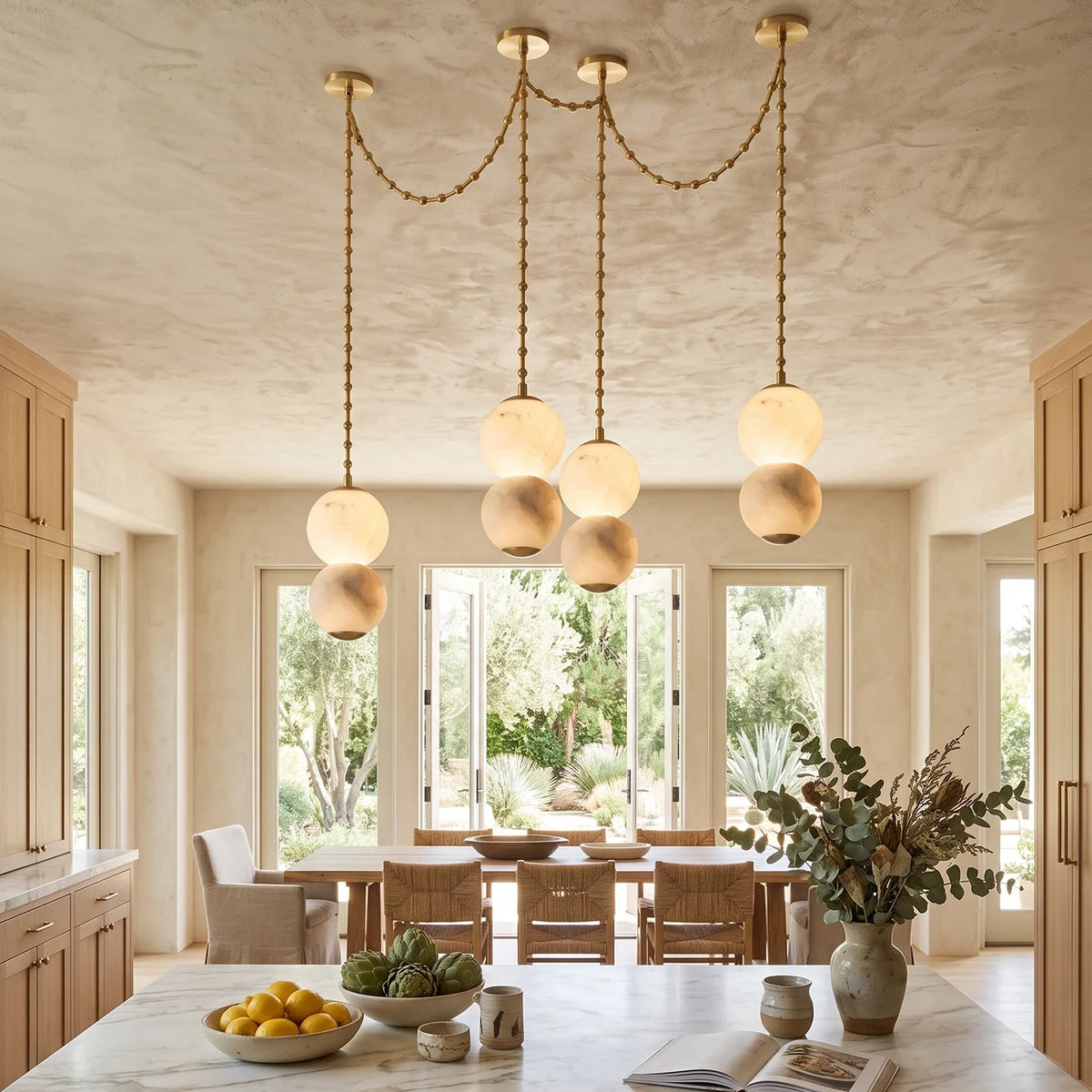 Marlowe Stacked Alabaster Chain Chandelier – Alabaster detail 10
