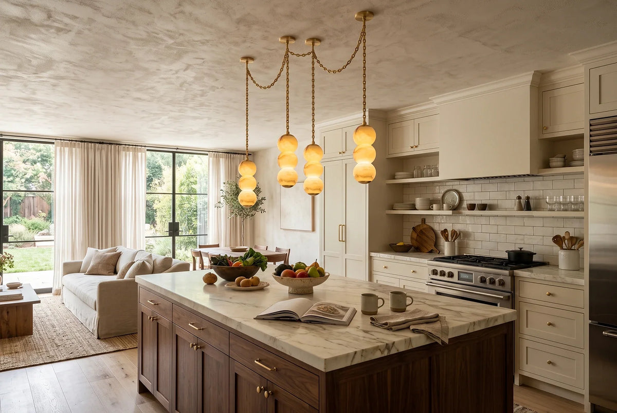 Marlowe Stacked Alabaster Chain Chandelier – Alabaster detail 2