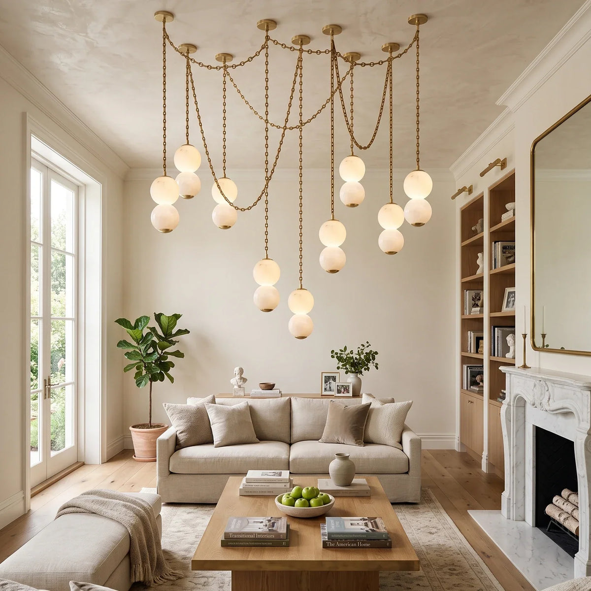 Marlowe Stacked Alabaster Chain Chandelier – Alabaster detail 8