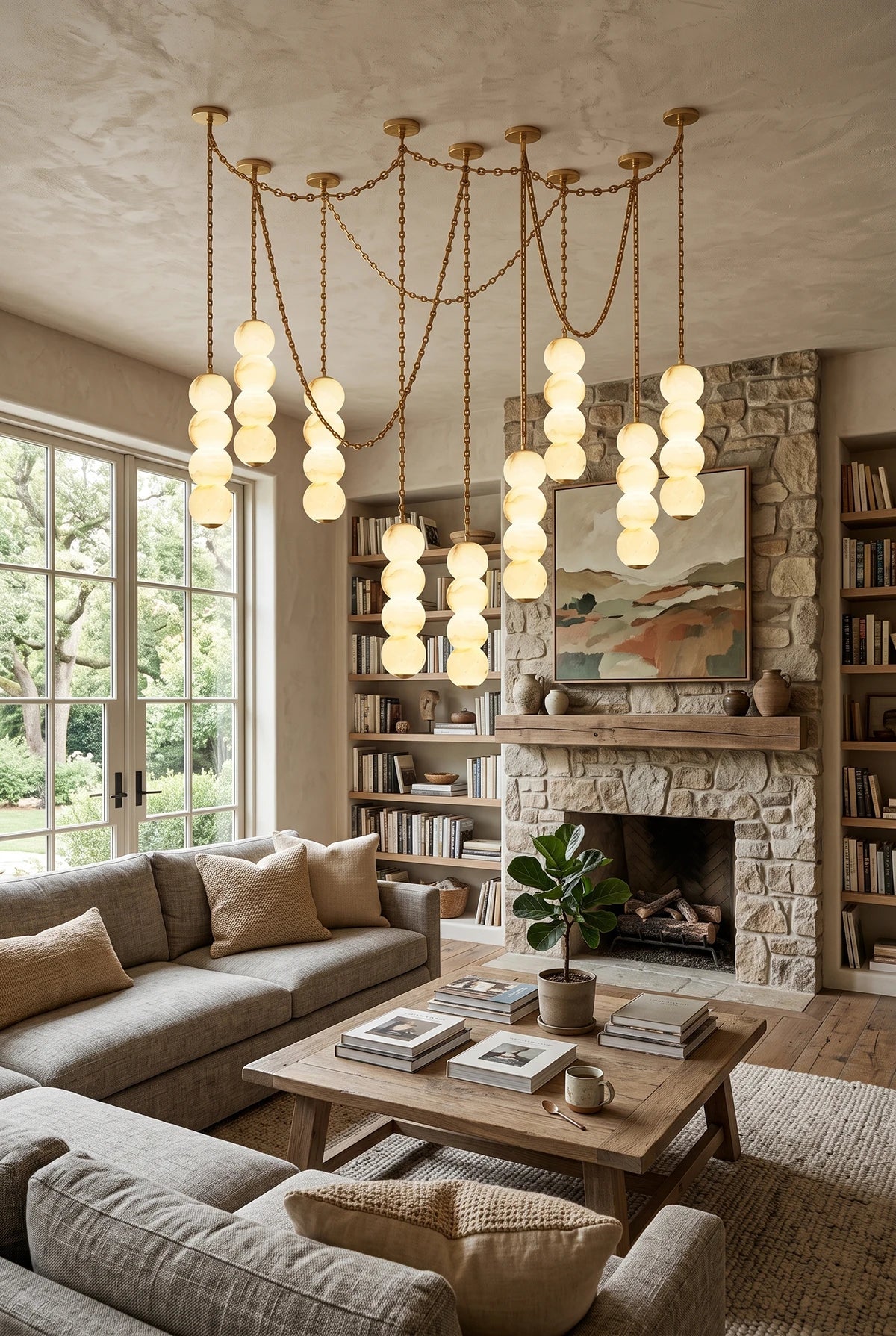 Marlowe Stacked Alabaster Chain Chandelier – Alabaster detail 11
