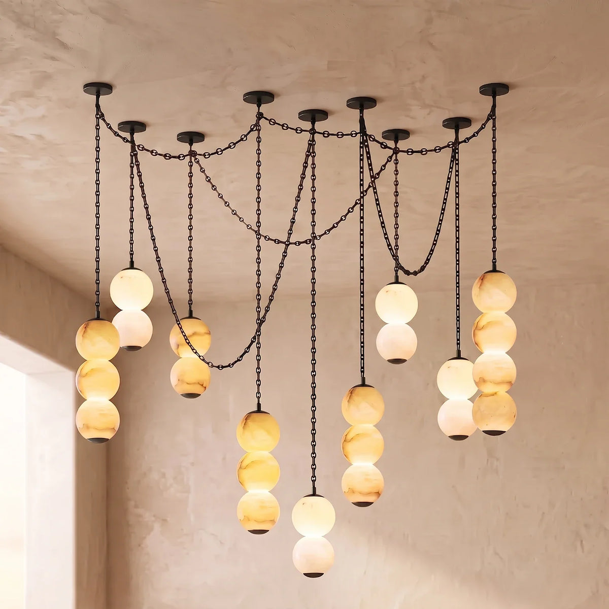 Marlowe Stacked Alabaster Chain Chandelier – Alabaster detail 63