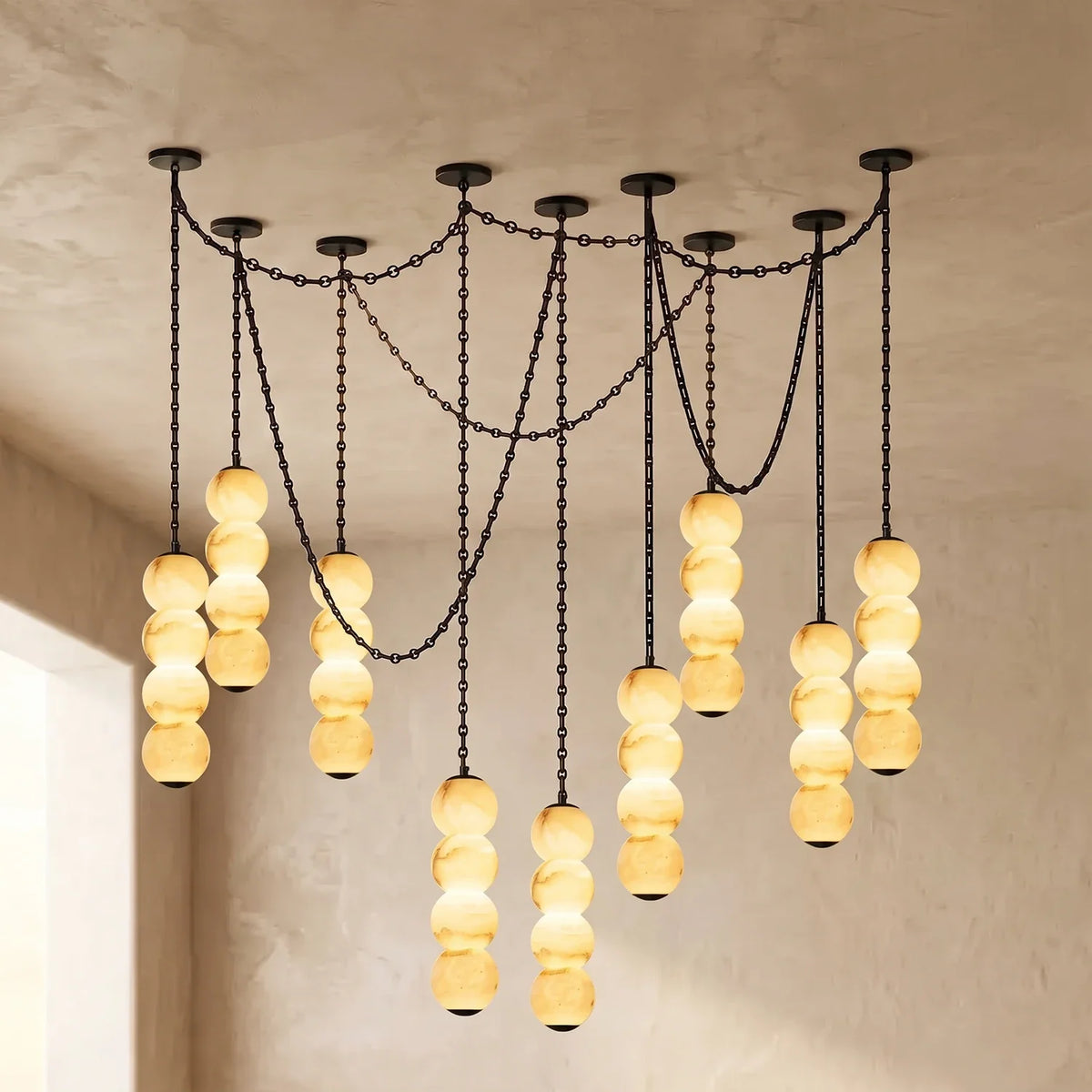 Marlowe Stacked Alabaster Chain Chandelier – Alabaster detail 61