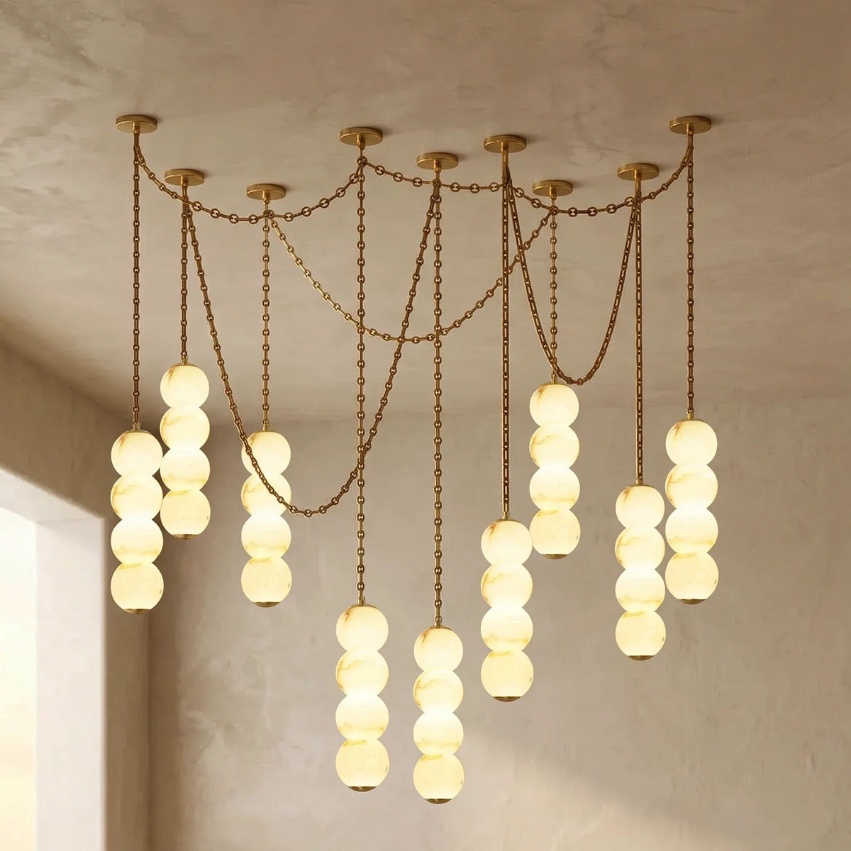 Marlowe Stacked Alabaster Chain Chandelier – Alabaster detail 35