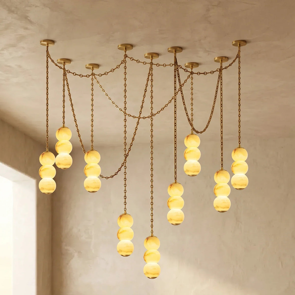 Marlowe Stacked Alabaster Chain Chandelier – Alabaster detail 34