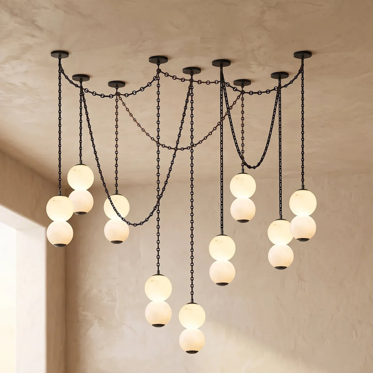 Marlowe Stacked Alabaster Chain Chandelier – Alabaster detail 59