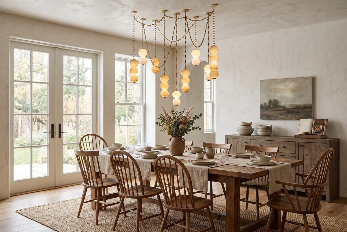 Marlowe Stacked Alabaster Chain Chandelier – Alabaster detail 4