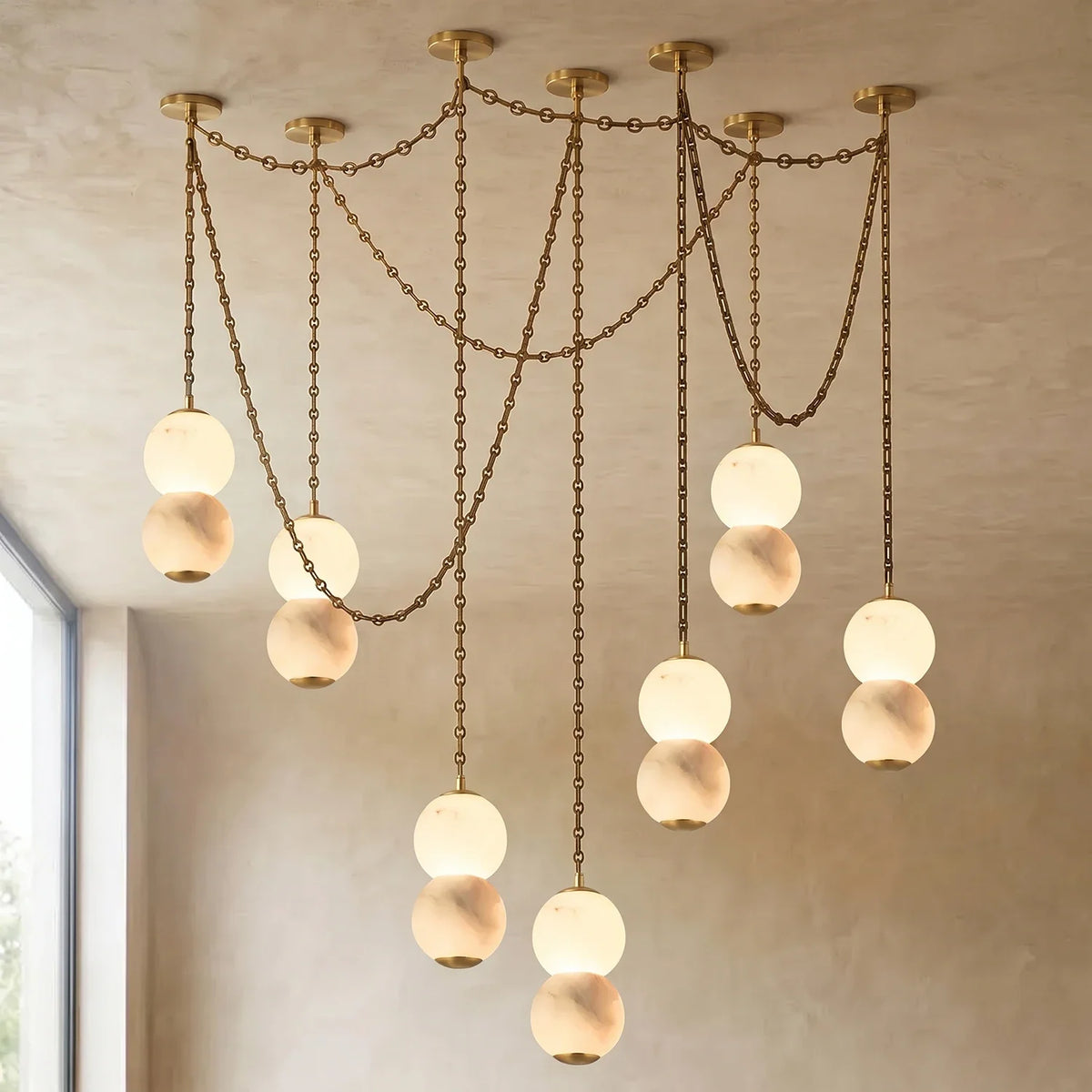 Marlowe Stacked Alabaster Chain Chandelier – Alabaster detail 30