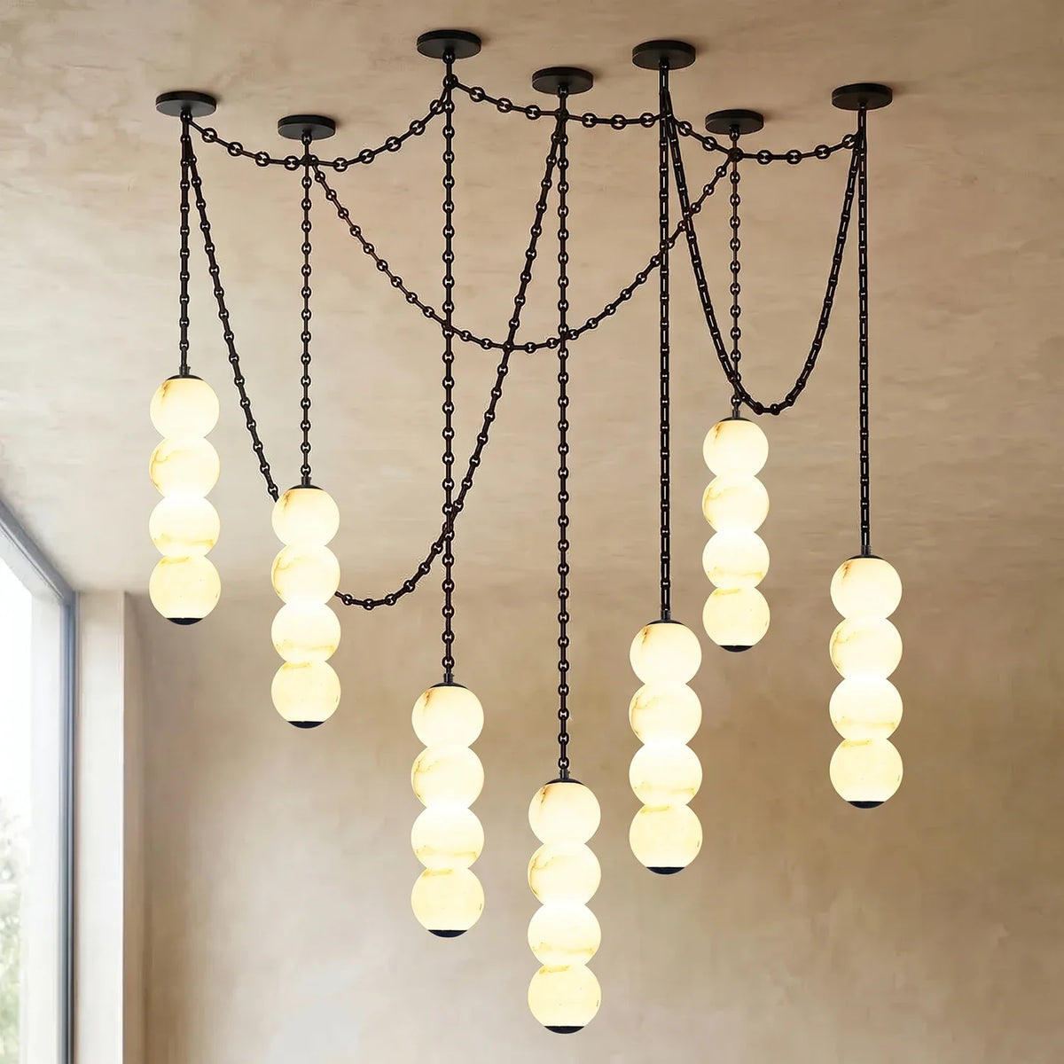 Marlowe Stacked Alabaster Chain Chandelier – Alabaster detail 57