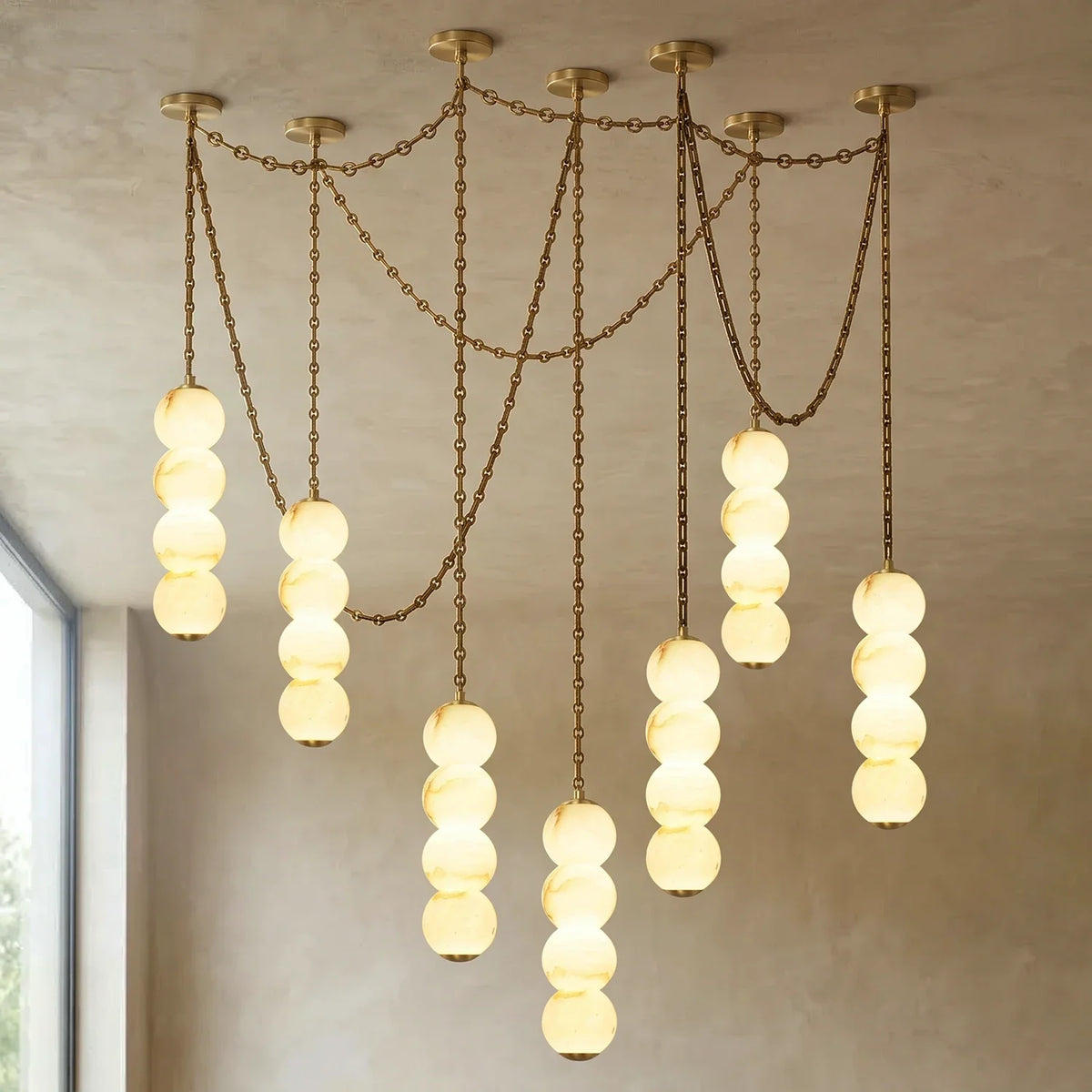 Marlowe Stacked Alabaster Chain Chandelier – Alabaster detail 32