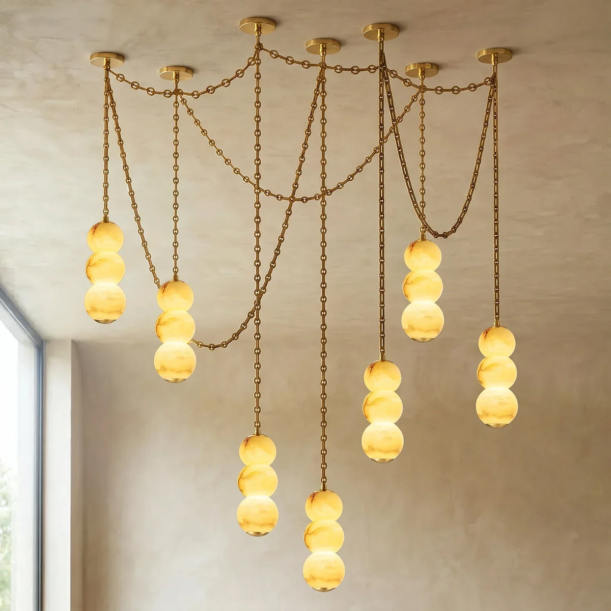 Marlowe Stacked Alabaster Chain Chandelier – Alabaster detail 31