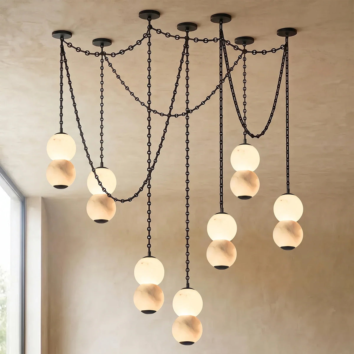 Marlowe Stacked Alabaster Chain Chandelier – Alabaster detail 55