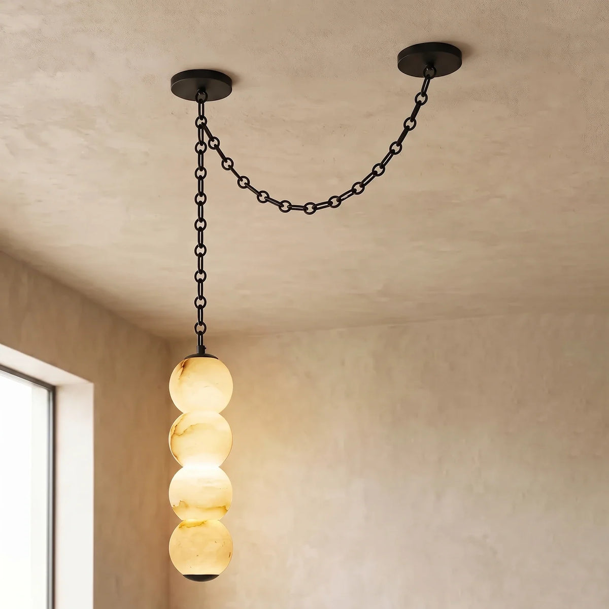 Marlowe Stacked Alabaster Chain Chandelier – Alabaster detail 43