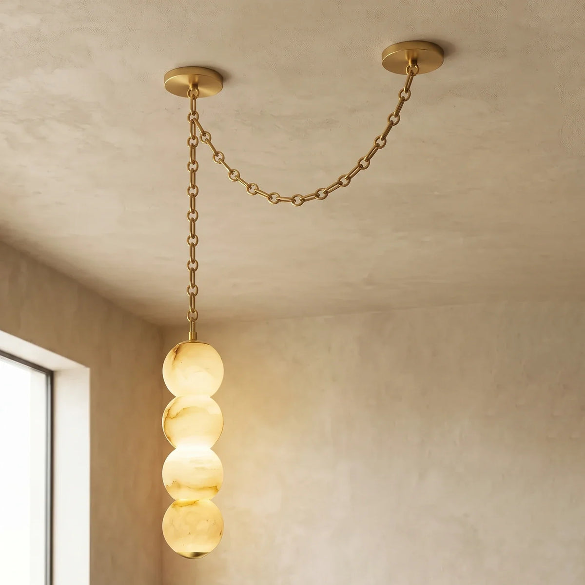 Marlowe Stacked Alabaster Chain Chandelier – Alabaster detail 17